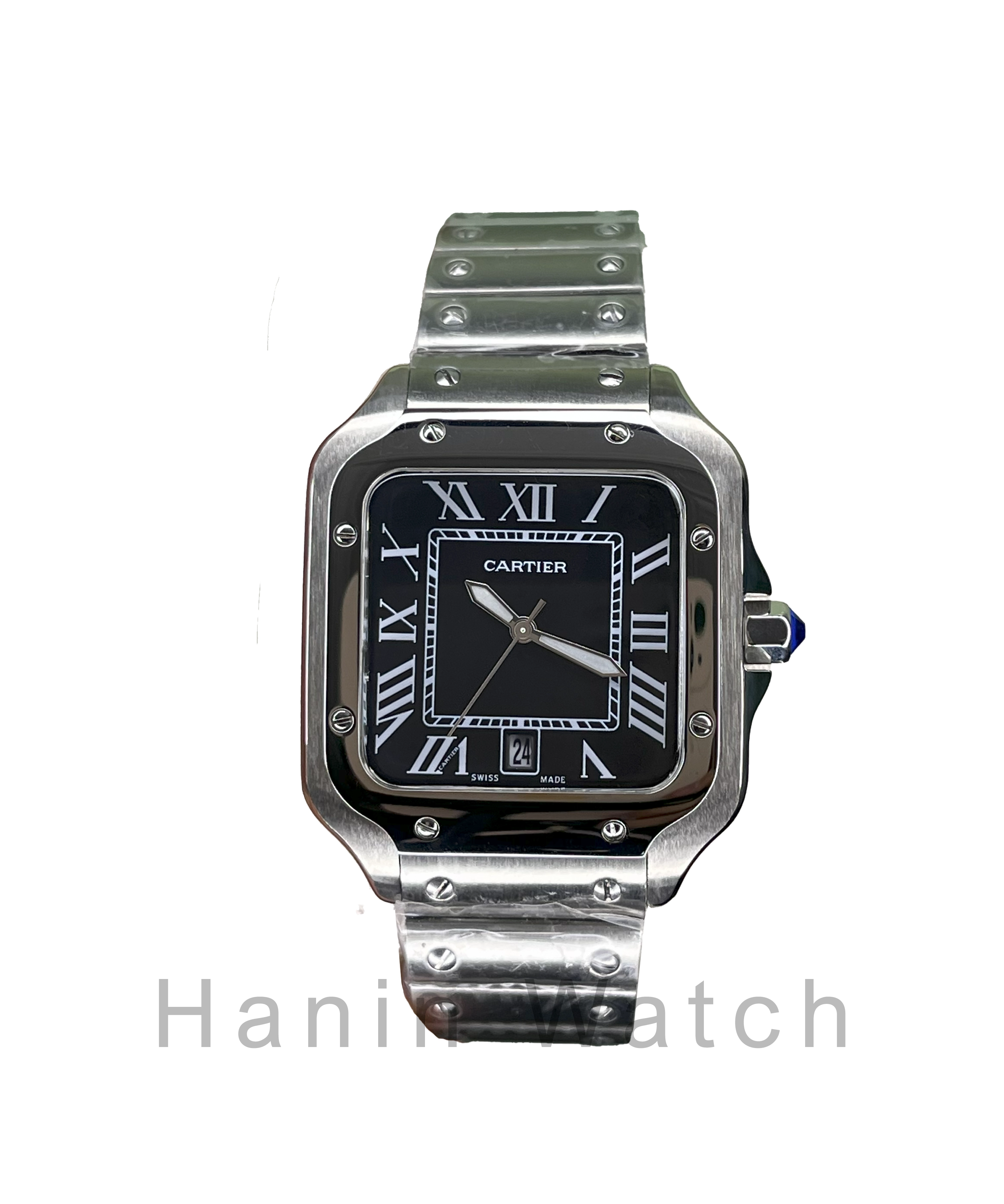 ساعت کارتیه مردانه مدل سانتوس کوارتز استیل صفحه مشکی
