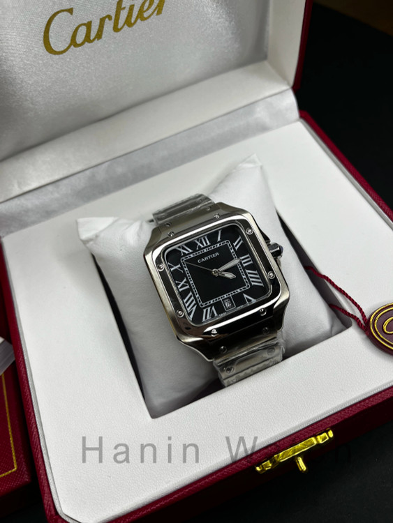 ساعت کارتیه مردانه مدل سانتوس کوارتز استیل صفحه مشکی