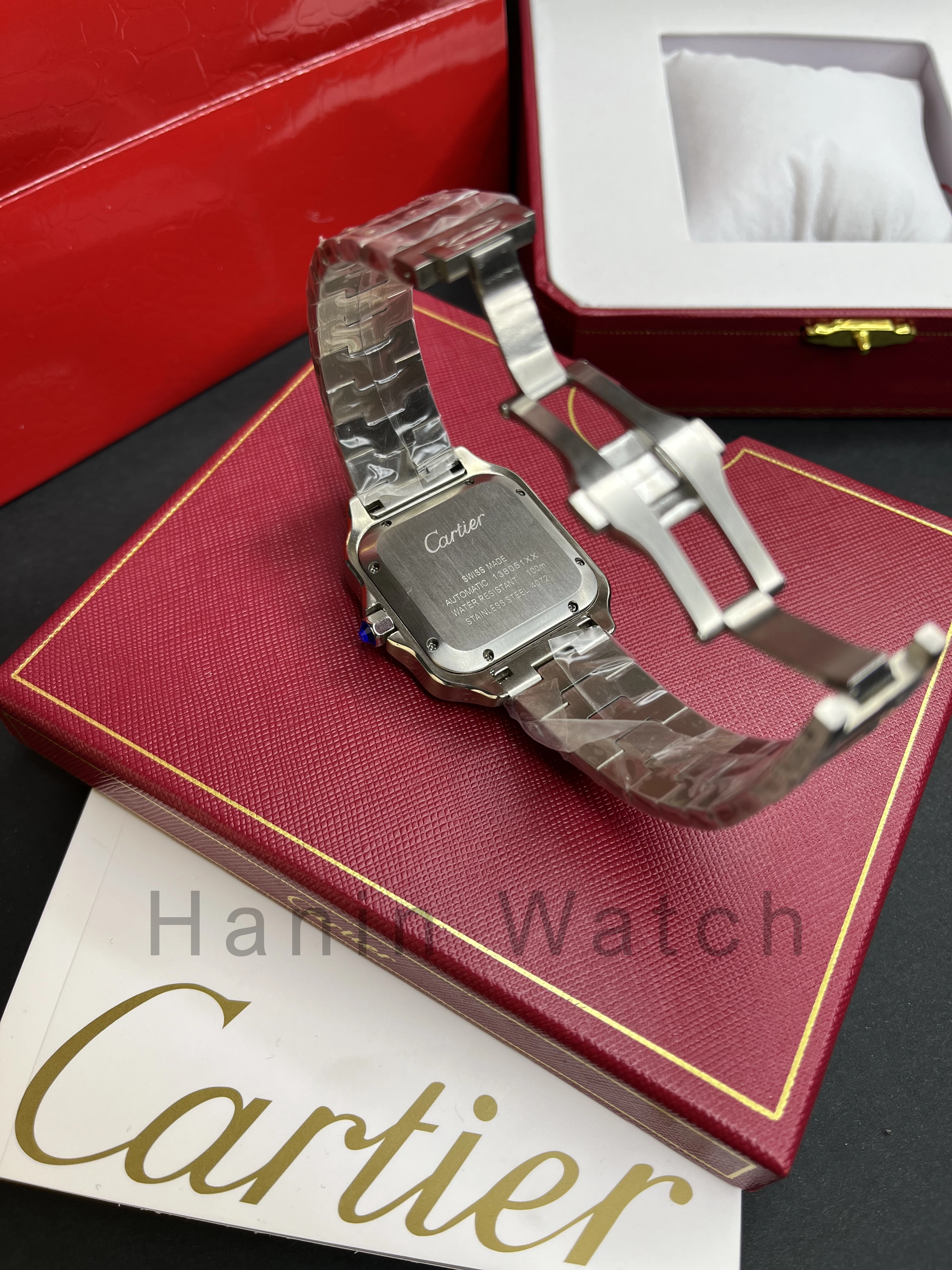 ساعت کارتیه مردانه مدل سانتوس کوارتز استیل صفحه مشکی