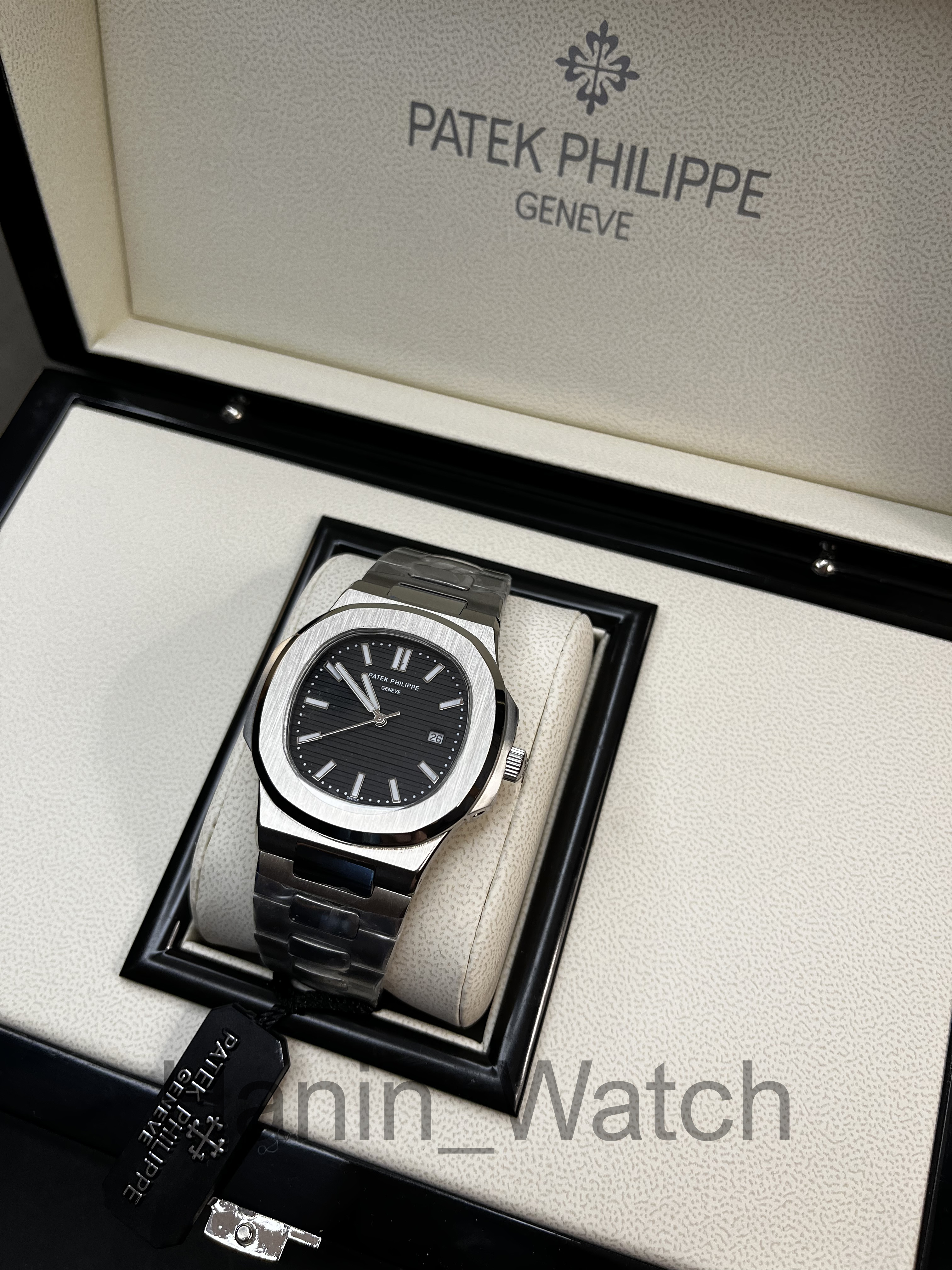 ساعت پتک فیلیپ ناتیلوس صفحه مشکی سیلور فول استیل