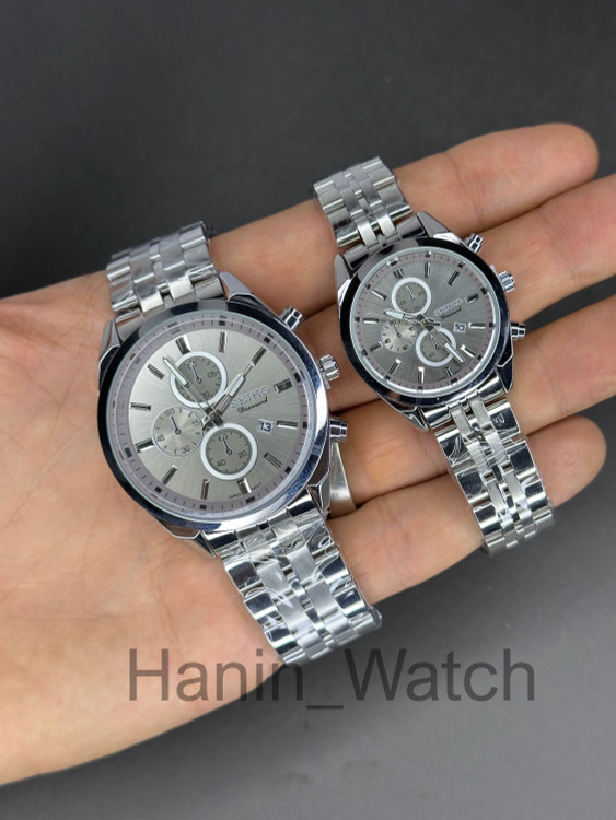 ساعت طرح کرنو ست مردانه و زنانه رومانسون استیل طوسی