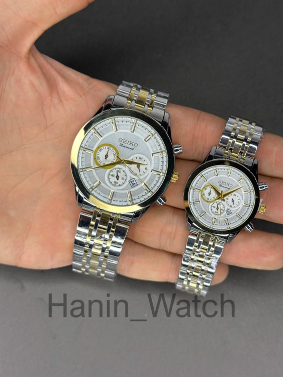 ساعت طرح کرنو ست مردانه و زنانه رومانسون طلایی صفحه سفید