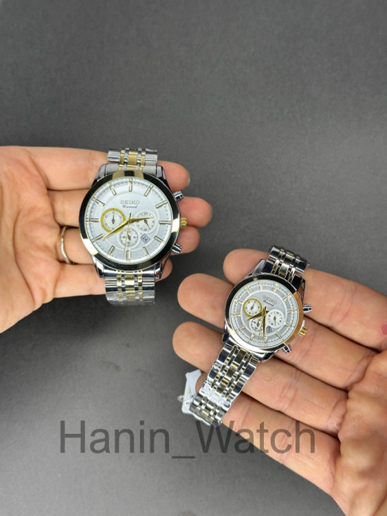 ساعت طرح کرنو ست مردانه و زنانه رومانسون طلایی صفحه سفید