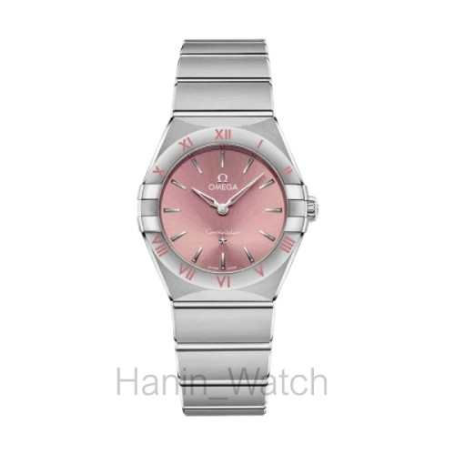 ساعت مچی امگا کانسلیشن صفحه صورتی بند استیل