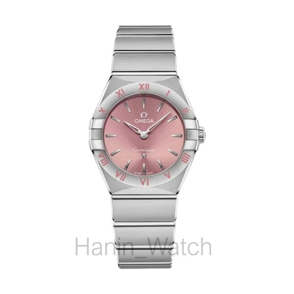 ساعت مچی امگا کانسلیشن صفحه صورتی بند استیل