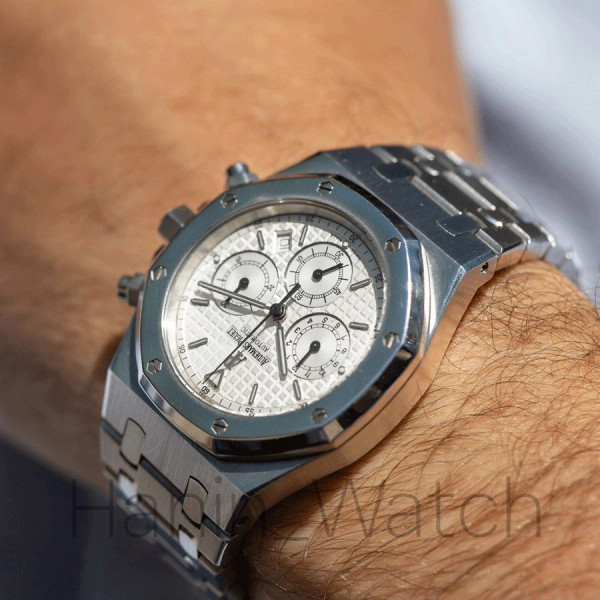 ساعت مچی ای پی AP سه موتور کرنوگراف سفید سیلور Audemars Piguet royal oak