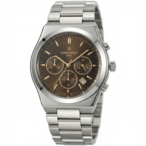 ساعت مچی مردانه کرنو سه موتور فعال رومانسون استیل قهوه ای و رزگلد