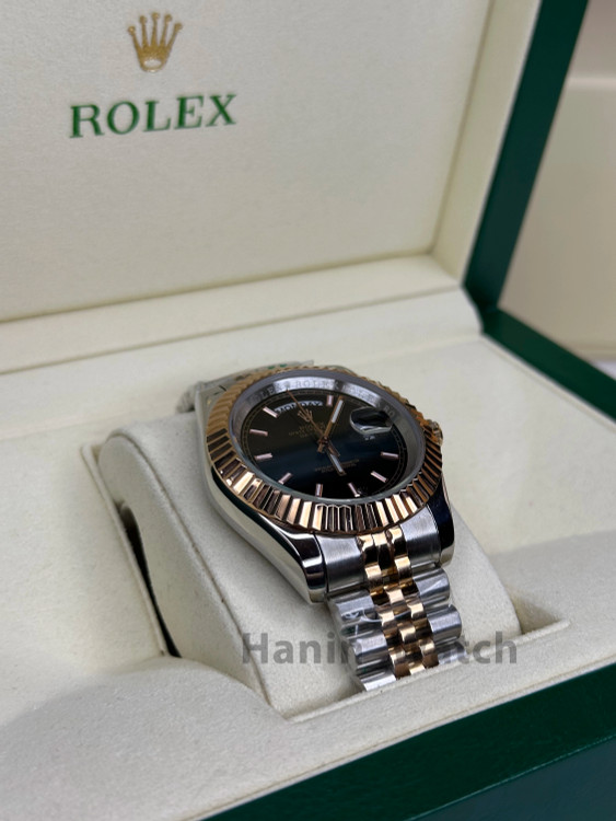 ساعت Rolex Day-Date | مدل دو رنگ استیل-رزگلد، صفحه مشکی رومی