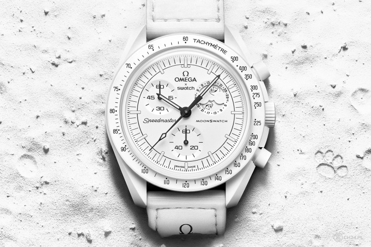 ساعت مچی امگاسواچ بند برزنتی سفید