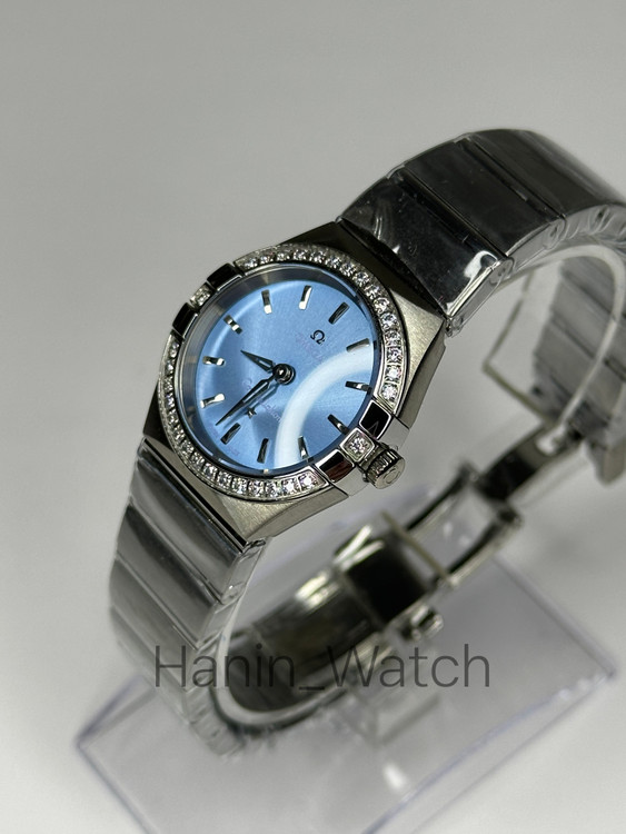 ساعت مچی امگا کانسلیشن صفحه آبی بند استیل دورنگین