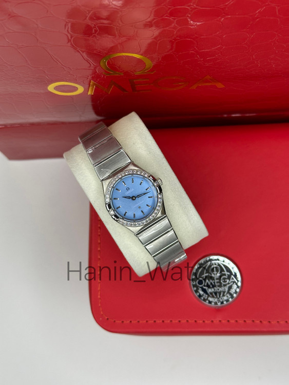 ساعت مچی امگا کانسلیشن صفحه آبی بند استیل دورنگین