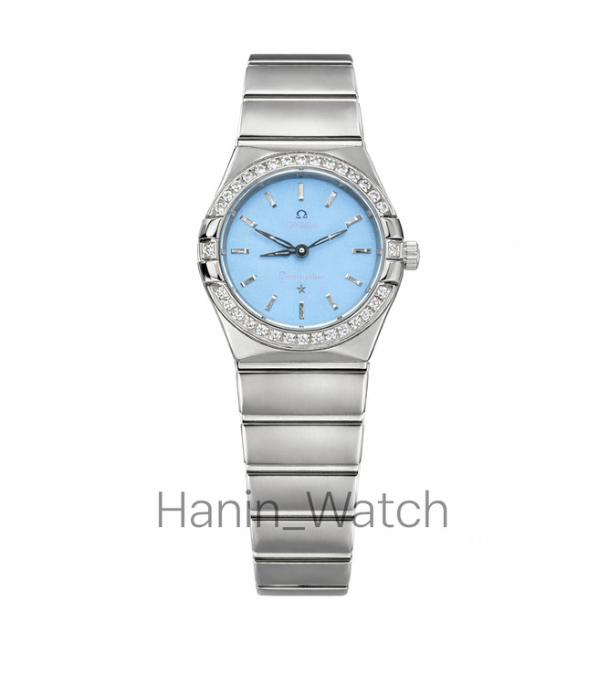 ساعت مچی امگا کانسلیشن صفحه آبی بند استیل دورنگین