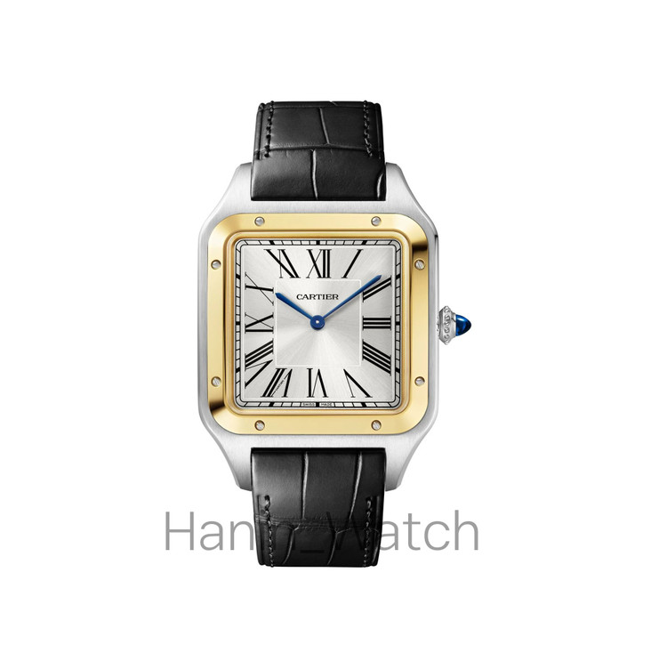 ساعت مچی کارتیه زنانه سانتوس دو رنگ چهارگوش فول استیل
